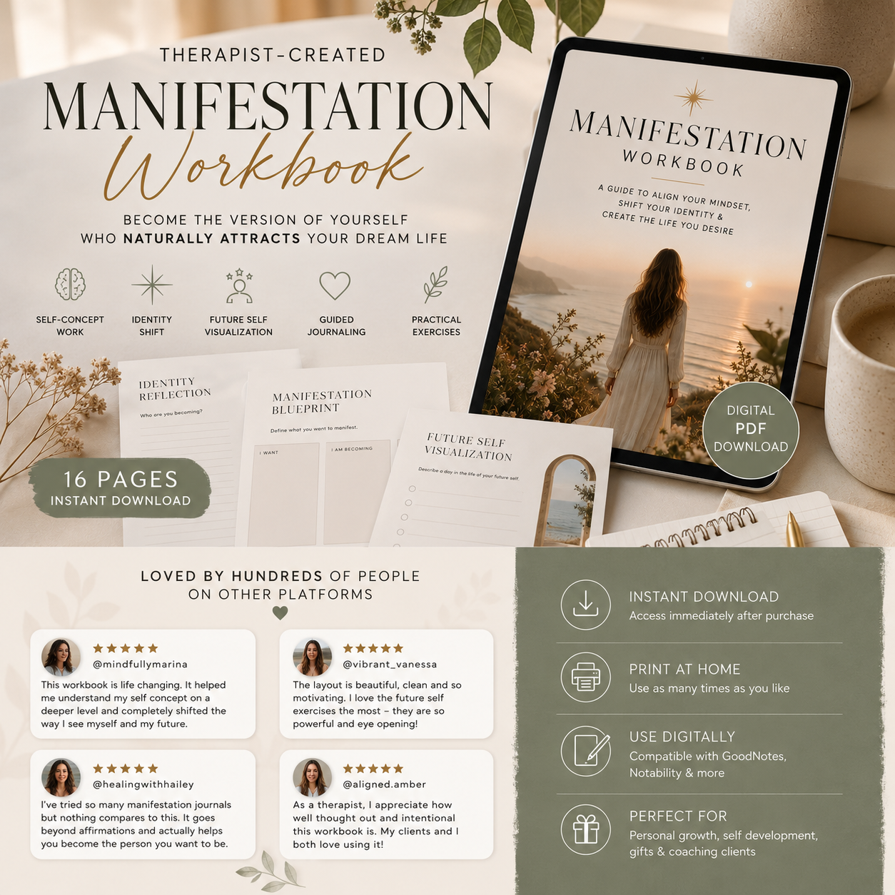 Manifestation Workbook | Self Concept Journal | Future Self Guide